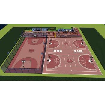 篮球场运动场体育SU模型 SU模型下载
