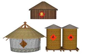 [景观]农耕文化 丰收粮仓 谷仓 粮筒 su模型素材库