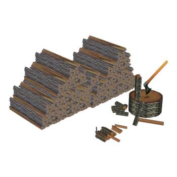 柴火堆和劈柴的斧头 SU模型下载