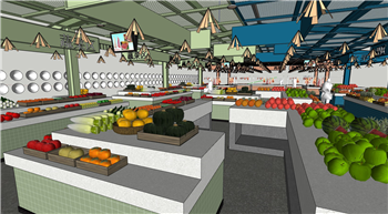 [商业]菜市场集市摊位菜场农贸市场 免费库 SketchUp模型截图 3D设计素材预览