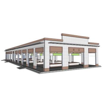 农贸市场菜市集市建筑SU模型 SU模型下载