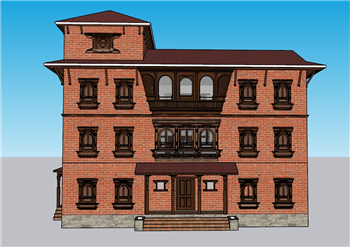 [建筑]尼瓦尔红砖砌筑 su模型素材库