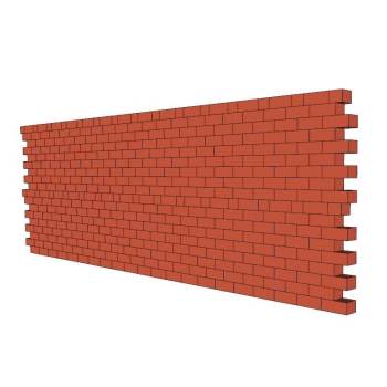 围墙红墙砖块建筑SU模型 - SU模型免费下载_sketchup模型