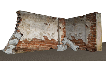 [建筑]倒塌墙红砖墙 SU模型素材网站