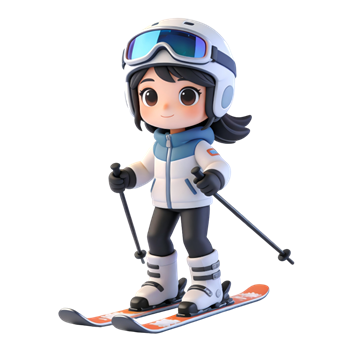 矢量图:卡通滑雪造型女孩人物 C4D元素