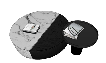 [桌子]现代轻奢风的大小圆茶几组合 SU组件库