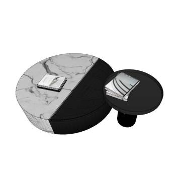 现代轻奢风的大小圆茶几组合桌子SU模型 SU模型下载