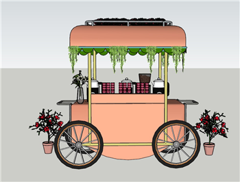 [商业]清新治愈风餐车 素材免费 SketchUp模型截图 3D设计素材预览
