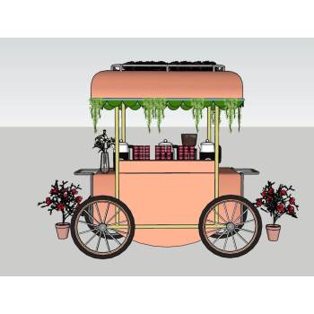 清新治愈风餐车商业SU模型 SU模型下载