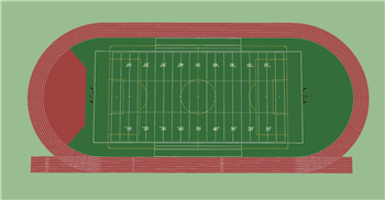 [体育]田径场运动场 草图大师模型