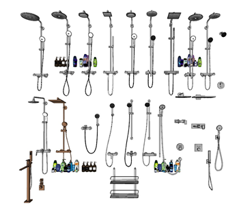 [浴室]花洒洗发水沐浴露 sketchup模型下载