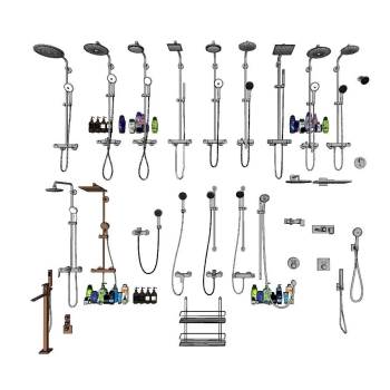 花洒洗发水沐浴露浴室SU模型 SU模型下载