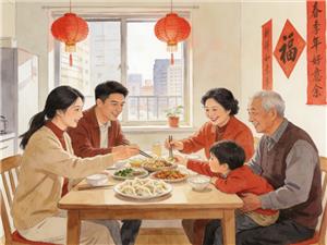 水彩画:“反向过年”兴起，传统返乡团圆格局被打破
