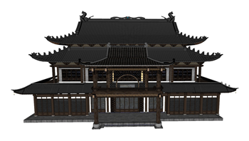 [建筑]中式大型古典建筑重檐歇山顶 SU模型
