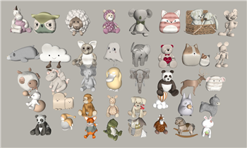 [动物]儿童动物玩具集合 SU模型素材库免费