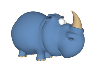 [动物]卡通犀牛动物摆件 素材网站 SketchUp模型截图 3D设计素材预览