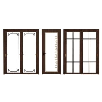 新中式风格的室内门玻璃门移门门窗SU模型 SU模型下载