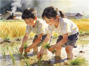 水彩画:奋斗靠双手 日子有奔头