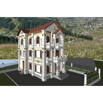 欧式自建房别墅建筑SU模型 SU模型下载