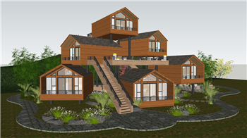 [建筑]木屋民宿 su模型