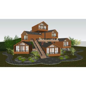 木屋民宿建筑SU模型 SU模型下载