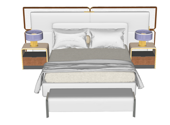 [床铺]轻奢软装床铺 免费SketchUp模型