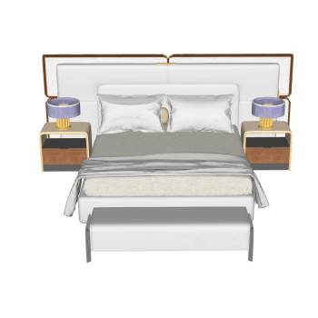 轻奢软装床铺床铺SU模型 SU模型下载