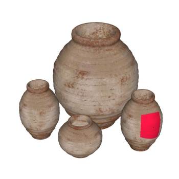 中式复古陶罐陶瓷摆件装饰SU模型 SU模型下载