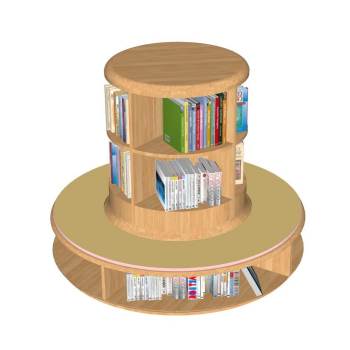 儿童绘本架旋转圆形书架柜子SU模型 SU模型下载