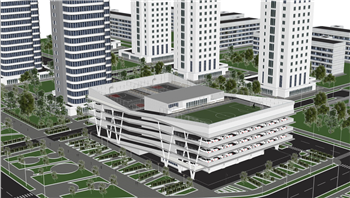 [建筑]立体停车楼上的屋顶运动场地 SU模型 SU模型免费下载 - 草图大师模型库