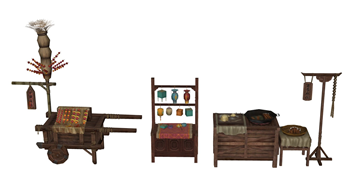 [商业]中式集市古风小吃摊糖葫芦车摊位 SketchUp模型 SU模型免费下载 - 草图大师模型库