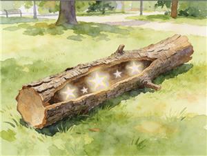 水彩画:公园里捡到树枝，为何树枝里有“星星”？