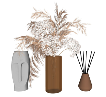 [装饰]现代侘寂风花瓶装饰摆件 免费SketchUp模型