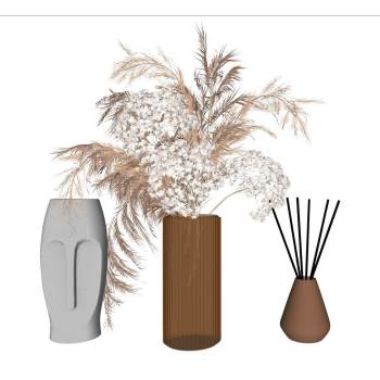 现代侘寂风花瓶装饰摆件装饰SU模型 SU模型下载