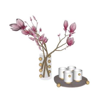 现代简约风格的装饰花瓶装饰SU模型 SU模型下载