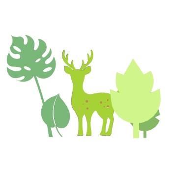 儿童卡通绿植装饰小鹿剪影装饰SU模型 SU模型下载