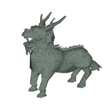 传统麒麟神兽雕塑雕塑SU模型 SU模型下载