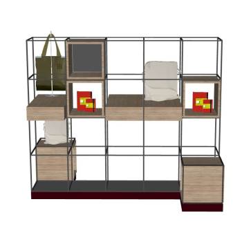 工业风置物架展示架柜子SU模型 SU模型下载