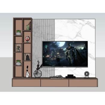 电视背景墙柜子SU模型 SU模型下载