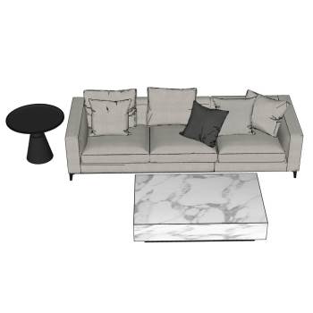 现代沙发茶几组合沙发SU模型 SU模型下载