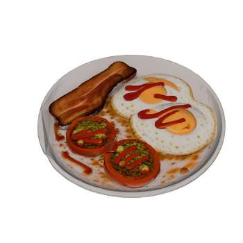 西餐早餐煎蛋培根美食装饰SU模型 SU模型下载