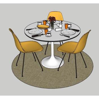 郁金香餐桌桌子SU模型 SU模型下载