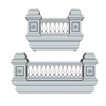 宝瓶柱古典栏杆建筑SU模型 SU模型下载