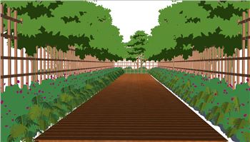 景观花廊步道景观SU模型 SU模型下载