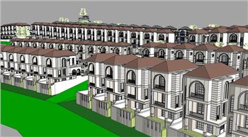 简欧联排别墅建筑SU模型 SU模型下载