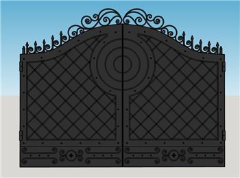 欧式风格铁艺双开大门门窗SU模型 - SU模型免费下载_sketchup模型
