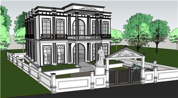古典别墅别墅景观SU模型 SU模型下载