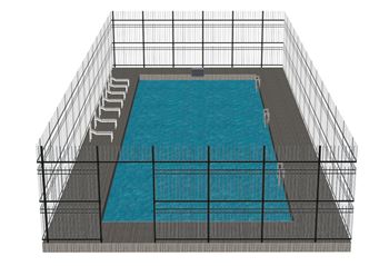 户外游泳池围栏设计 SU模型下载