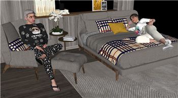 现代卧室场景人物互动su模型 - SU模型免费下载_sketchup模型