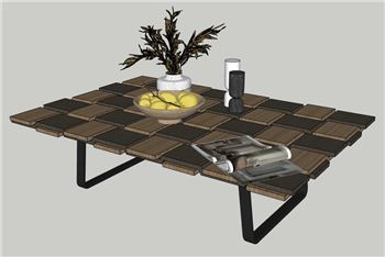 几何感茶几花瓶果盘桌子SU模型 SU模型下载